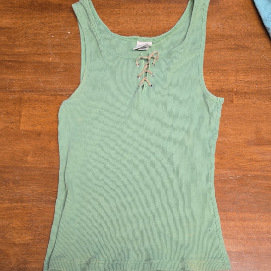 Old Navy Sage Ribbed Lace-Up Tank Top